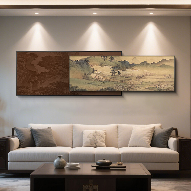 Qianli Jiangshan Painting Living Room Decoration Painting New Chinese Style Sofa Background Wall Painting Zen Song Dynasty Aesthetic Tea Room Hanging Painting
