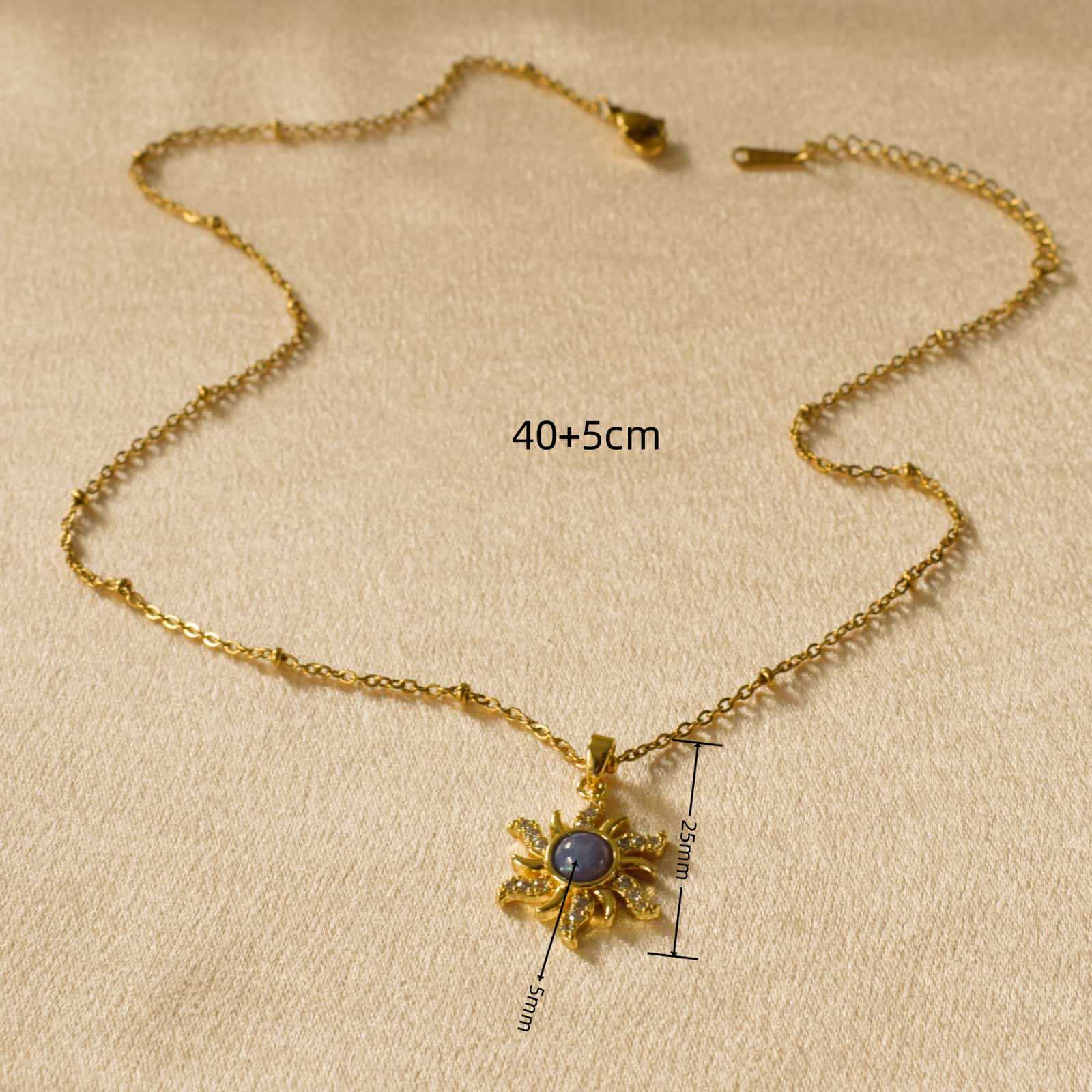 8g Weight 304 Stainless Steel Pendant Material Resin Inlay Material Pendant Necklace Classification 304 Stainless Steel Chain Material cable chain Chain Type Wholesale Jewelry Simple Style Sun 304 Stainless Steel Resin Plating Pendant Necklace Cable Chain