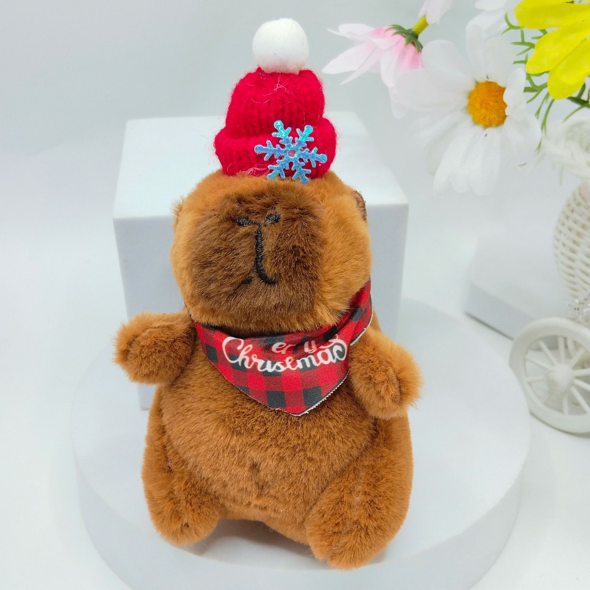Christmas Capybara Plush Scarf Pendant Keychain Bag Charm Cute Capybara Accessories