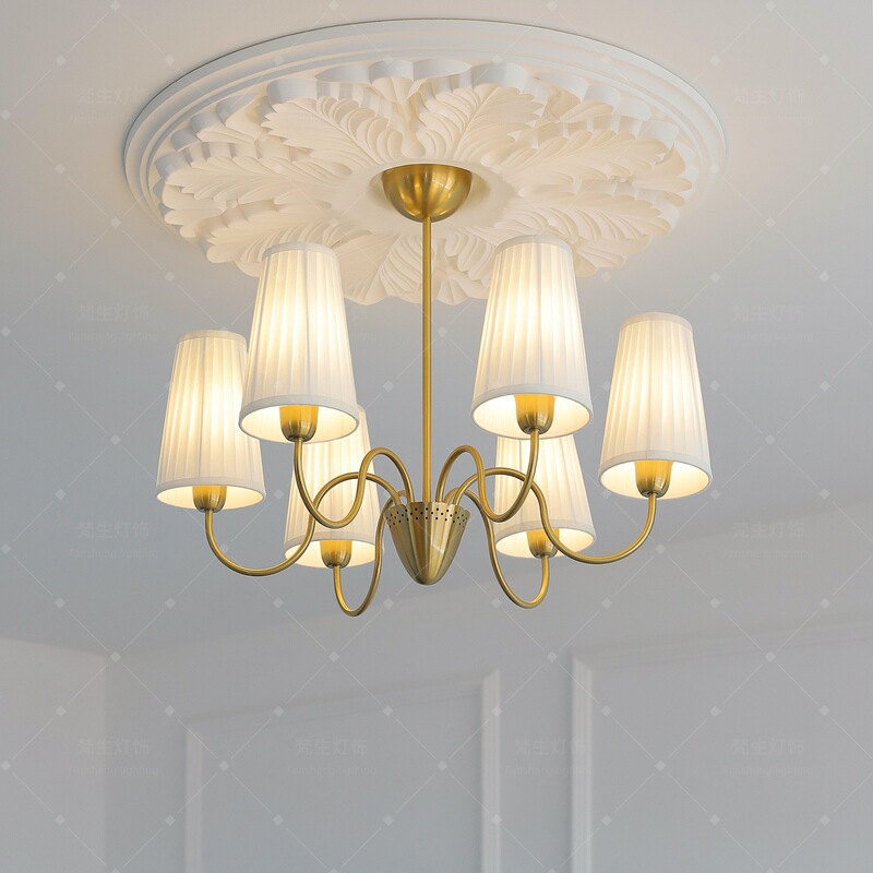 Mid-Century Modern Swedish Retro Copper Chandelier Retro Bedroom Living Room Fabric 1940S Design Lamps Mid-Century Modern Swedish Retro Copper Chandelier Retro Bedroom Living Room Fabric 1940S Design Lamps