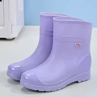 Новые модные короткие резиновые сапоги для дождя, водонепроницаемые и износостойкие, женские нескользящие дождевые сапоги, утеплённые и бархатные сапоги с плоской подошвой для кухни и обувь из резины