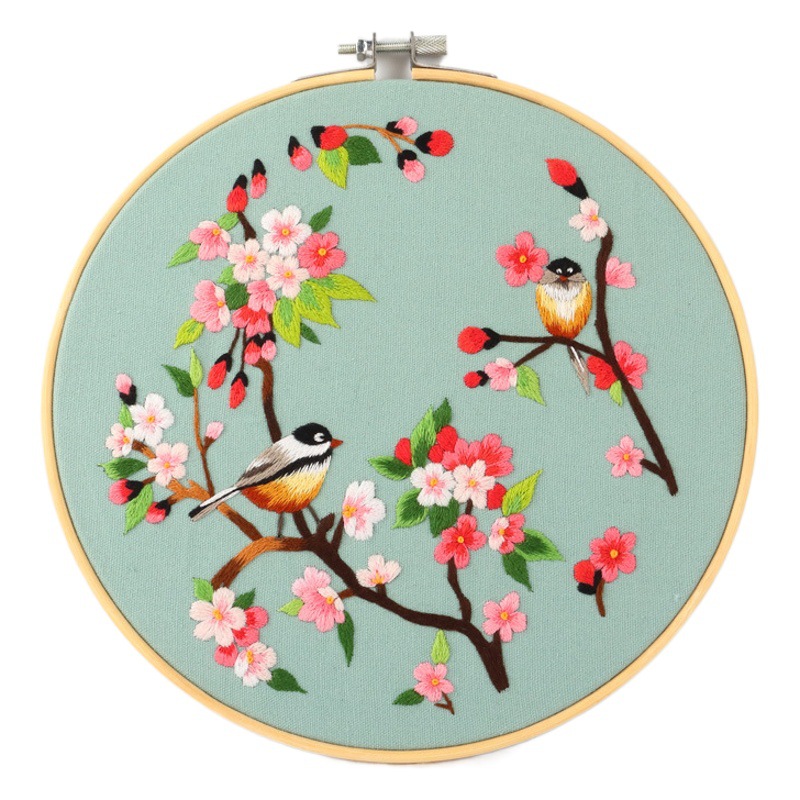 DIY paquete de material de bordado hecho a mano estilo Chino flor pájaro árbol ciervo ciruela bordado kit de costura transfronteriza Inglés