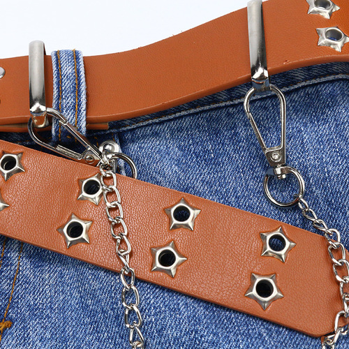 Cross-border Korean version punk women's belt chain y2k design belt women's decorative versatile jeans belt