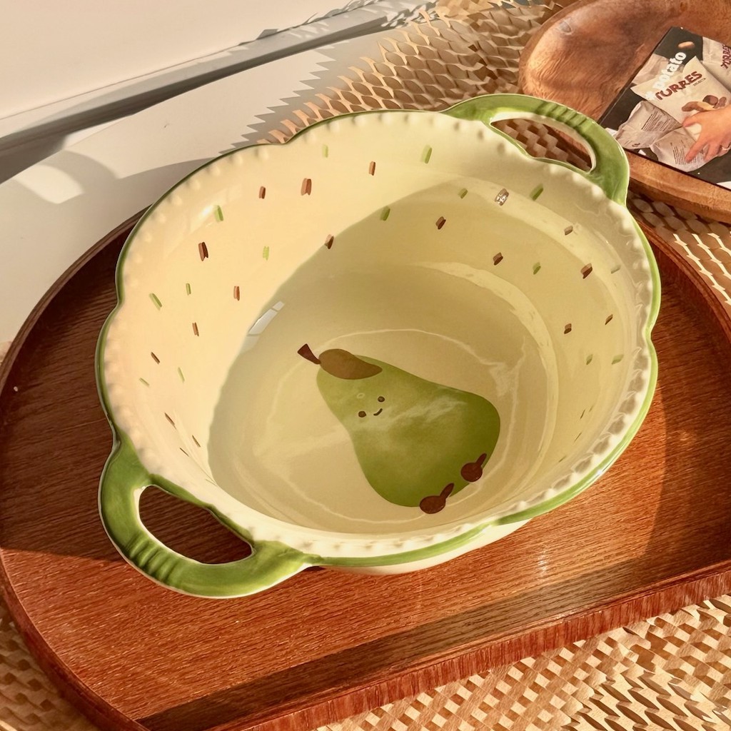 【Green Pear】8.5-inch double-eared soup bowl