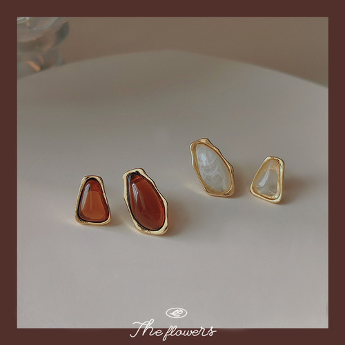 [Palace Beauty] Asymmetrical design, high-end silver needle plated 14K earrings, irregular shaped earrings and earrings