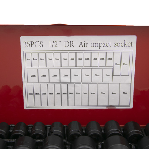 New 12.5MM Series 1/2 Short Extended Pneumatic Socket Thickened 35-Piece Set Combination Automotive Repair Tool