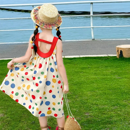 Princess Dress Girls' Dress Children's Summer Wear 2025 Girls Beach Vacation Sand Dress V-Neck Dress