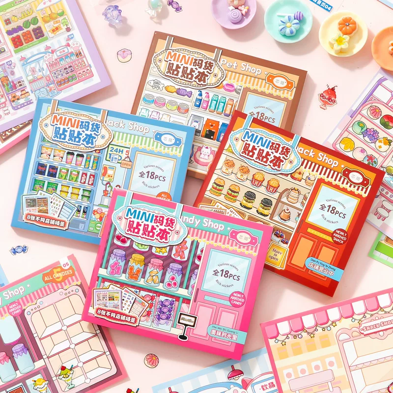 Mini cargo storage sticker book Гурманские фрукты десерт Имитационная витрина Менеджмент миниатюрная сценa коллекционная книга