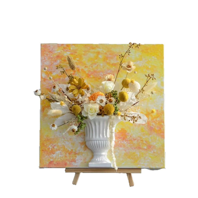 立体フランス油絵フラワーアレンジメント diy 不滅の花石膏装飾品チームビルディング手作り活動不滅の花フォトフレームサロン|undefined