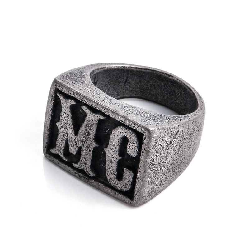 24g Weight Rings Classification 1 Piece Quantity Street Occasion Titanium Steel Material Letter, Simple Pattern Men's Gender Hip-Hop Style Men's Hip-Hop Rings Letter Simple Titanium Steel Men Signet Rings 9