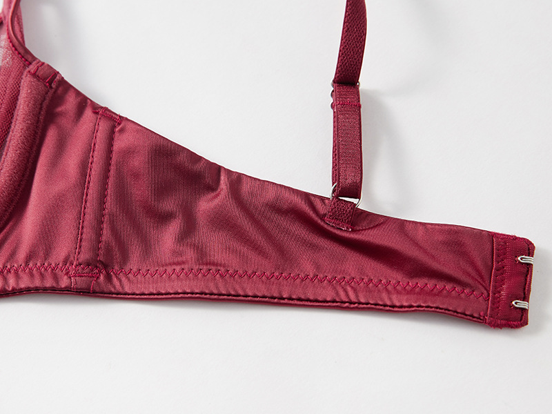New French lingerie style thin cup, large chest, small collection, soft steel ring, comfortable bra set in red_voghion.com