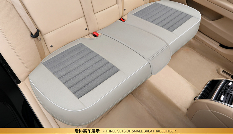 Driver and Passenger Spring and Summer Seat Cover Single Piece Linen Backless Three-Piece Set Four-Season Universal Car Seat Cushion