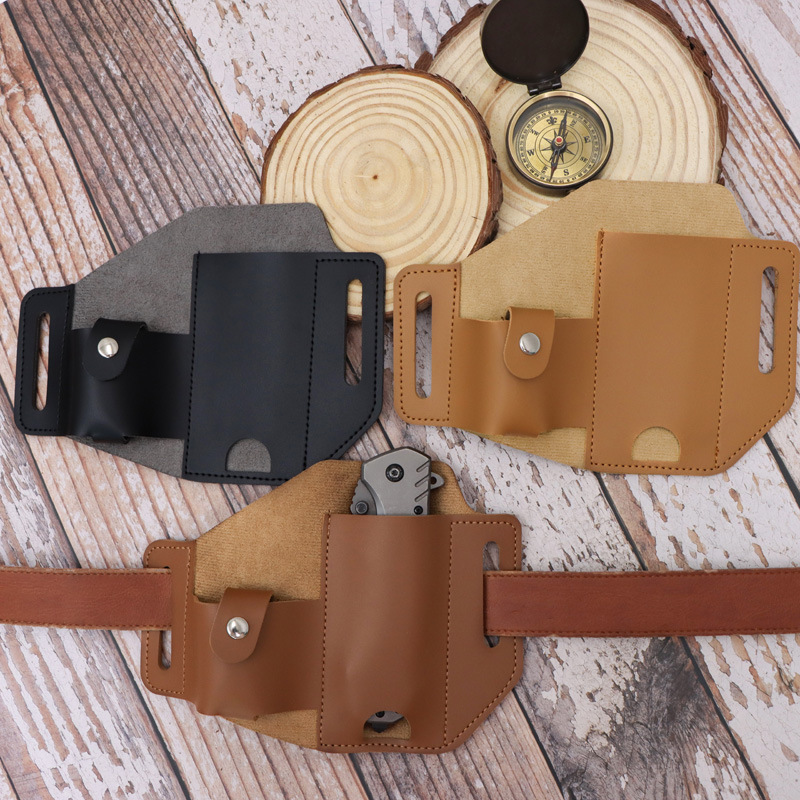 现货热卖皮革指南针工具套 耐磨便携收纳手电筒户外刀套工具腰包