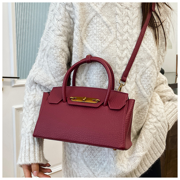1687g Weight Lock Fashion Element Lock clasp Closure Type Single Shoulder Strap Strap Type Handbag Bags Type Casual, Street, Shopping Occasion Pu Leather Material Solid Color Pattern All Seasons Season Women's Gender Elegant, Classic Style Style Square Shape Medium Size Women's Medium Pu Leather Solid Color Elegant Classic Style Lock Square Lock Clasp Handbag 2