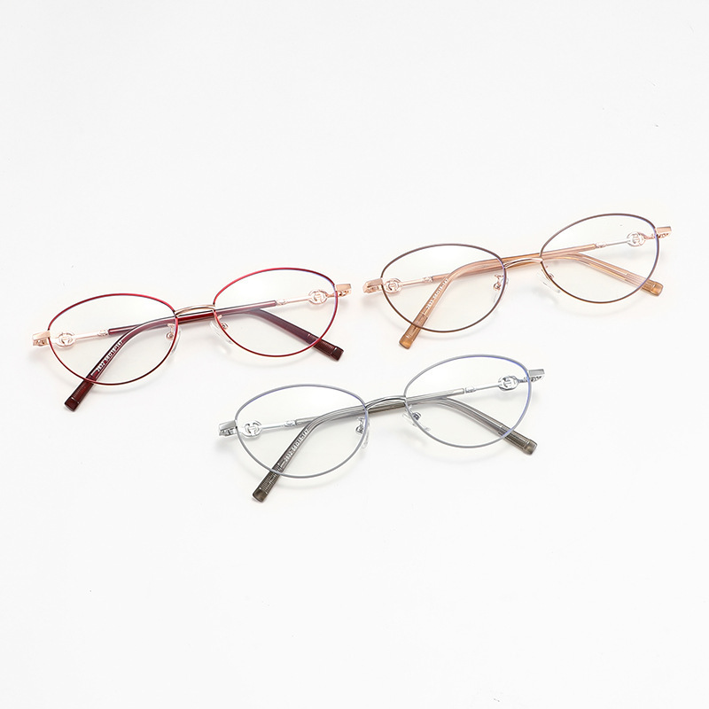 新しい超軽量小型フレーム老眼鏡、抗青色光痩身、ファッショナブルな老眼鏡、無地の楕円形の金属製のハイエンドメガネフレーム|undefined