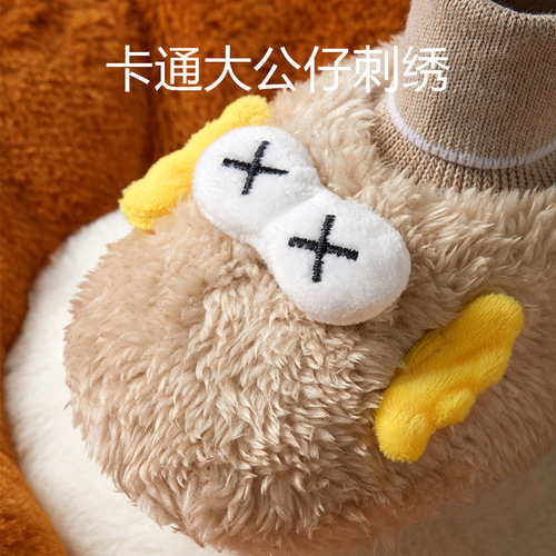 Autumn and winter thickened newborn baby shoes 0-1 year old baby cotton shoes anti-falling soft sole learning shoes and socks warm plus velvet footmuffs