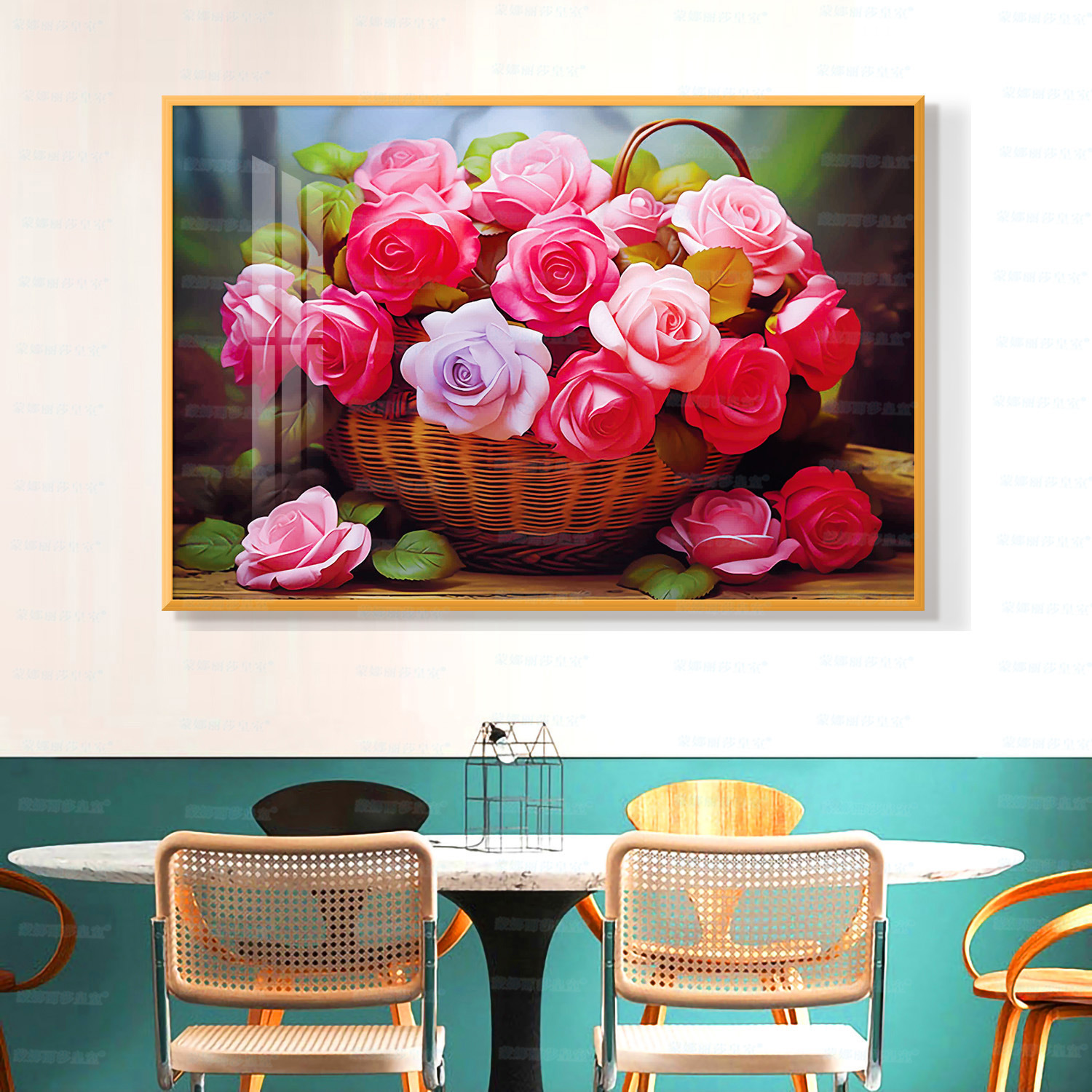 Mona Lisa real bordado cruzado una cesta de rosas actualizada nueva decoración floral simple bordado a mano image 3