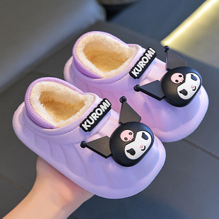 Sanrio Winter Children's Bag Heel Cotton Shoes Girls' Waterproof Warm fleece-lined Kulomi Children's Baby Cotton Slippers