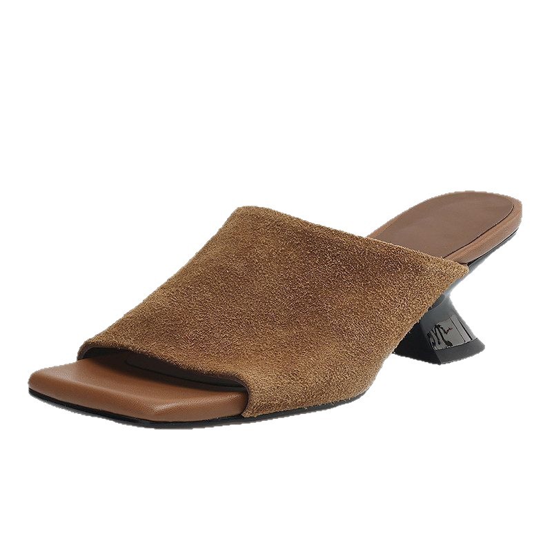 Zapatillas retro francesas para mujeres verano 2026 nuevas zapatillas de calzado de dedo de dedos con zapatillas de talón grueso image 5