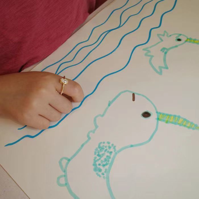 2024 새로운 달콤한 스타일 타원형 지르콘 반지 기질 유럽과 미국의 다목적 개방 조절 링 쥬얼리