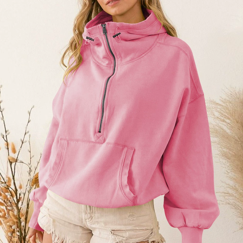 Hoody, sports long-sleeve with zipper, jacket, Amazon, European style, drawstring