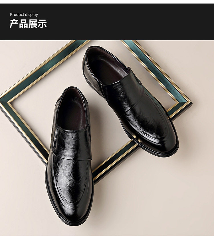 Giày da nam cao cấp dập nổi mũi nhọn kiểu Anh, giày lười công sở lịch lãm — WZ889 màu đen chi tiết 13