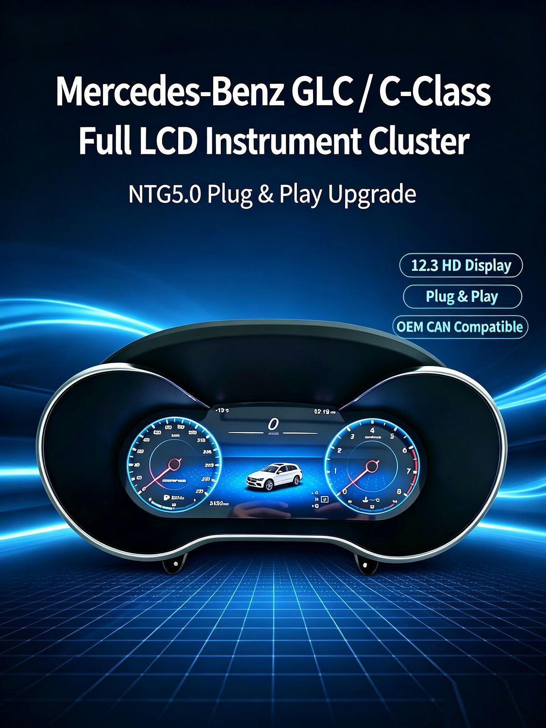 Suitable for Mercedes-Benz Glc/C-Class W205/Ntg5.0 Upgrade to Full Lcd Instrument Panel, Plug and Play, Non-Destructive Connection