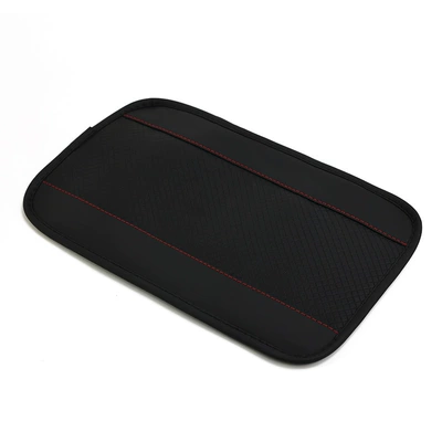 Universal Four-Season Armrest Box Pad, Simple Leather Embossed Double-Line Anti-Slip Central Armrest Box Pad, Cross-Border Double-Line Embossed (Armrest box pad) - yhd-black