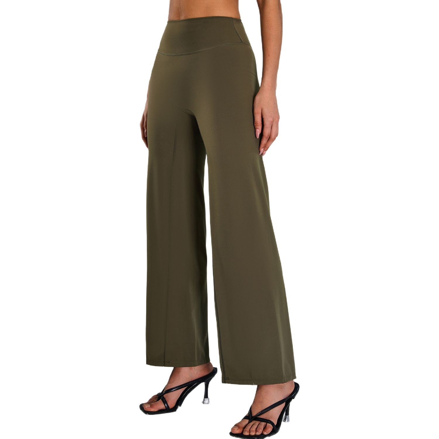 Europa y América desnudos pantalones de calzado de calzado para correr al aire libre deportivo rápido secado pantalones de piernas largas rectas de cintura alta para mujeres pantalones de gimnasio