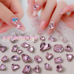 Internet celebrity girl pink special-shaped manicure drill pointed bottom love ax crooked heart fat square water drop large nail drill wholesale