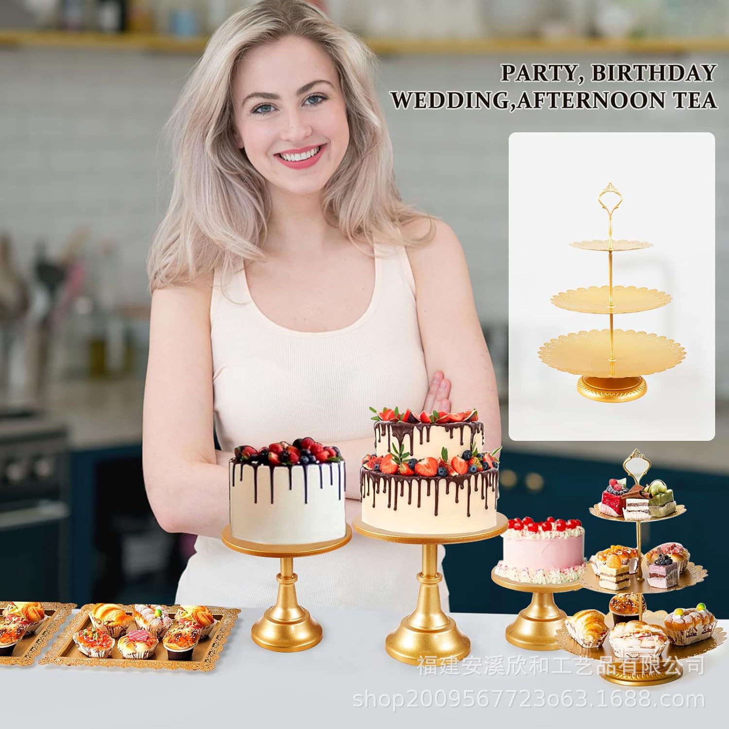 Amazon al por mayor hierro forjado pastel platos postres aperitivos altos pies dorados props de boda postres de gala estante de exhibición