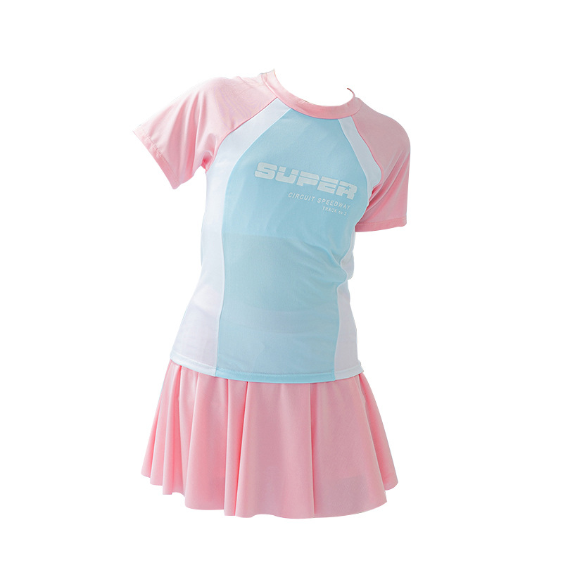 Traje de baño de estilo nuevo de verano para niñas, cuerpo de niños de mediana edad, niña de una pieza conservadora, traje de baño de entrenamiento profesional de ocio deportivo