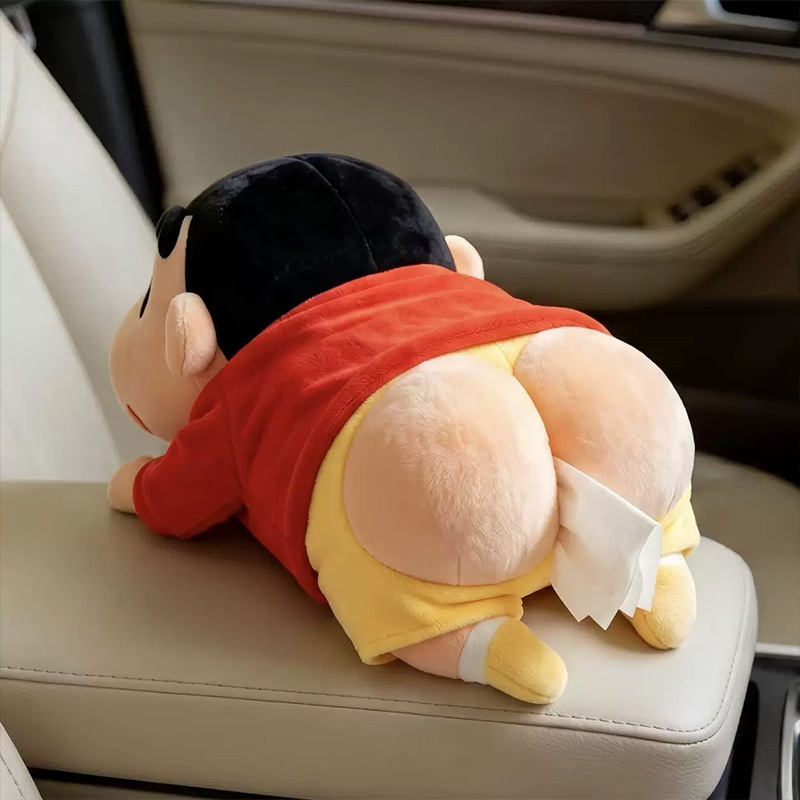 Funny Crayon Shin-chan plush toy cute cartoon creative butt tissue box car tissue holder figurine