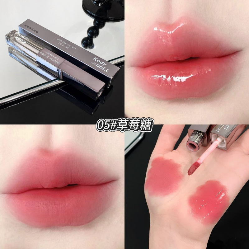 KodyboLL juegan con dos cabezas mate esmalte labial desvanecimiento marcas labial agua espejo labial óleo labial maquillaje fábrica de lápiz labial mayorista