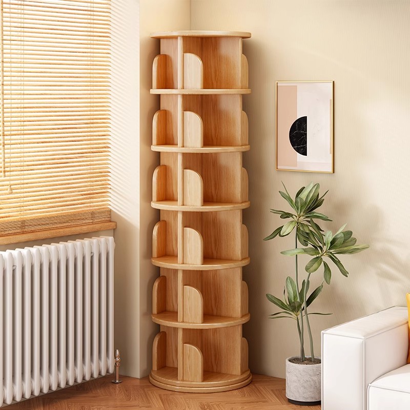 Estante giratorio de madera sólida estante de piso de 360 grados sala de estar estante de libros pintados para niños contra la pared esquina librería móvil