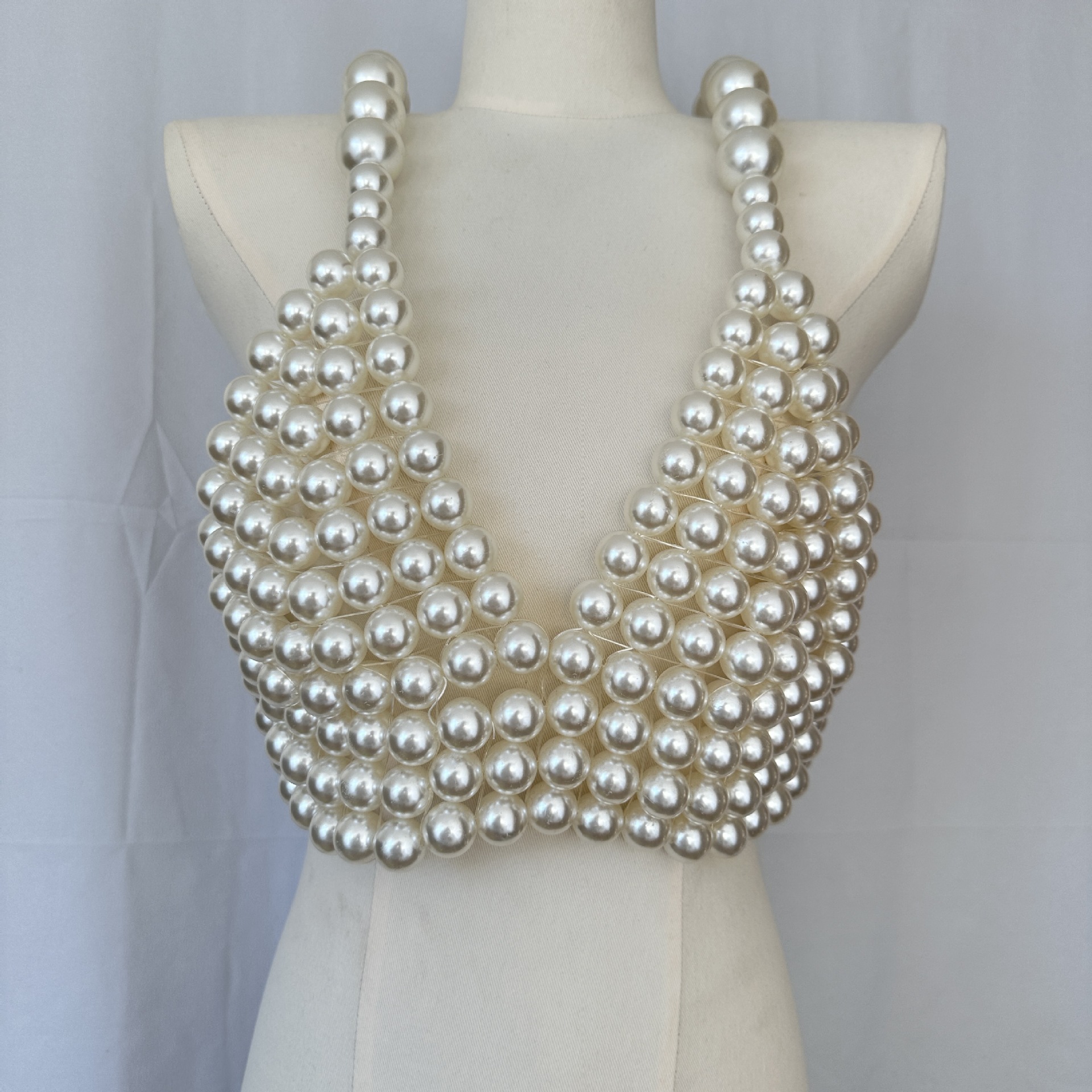 European and American Cross-border AliExpress Amazon Internet Red INS Blogger Explosions high quality Big Pearl Shoulders Chest Cup Jacket