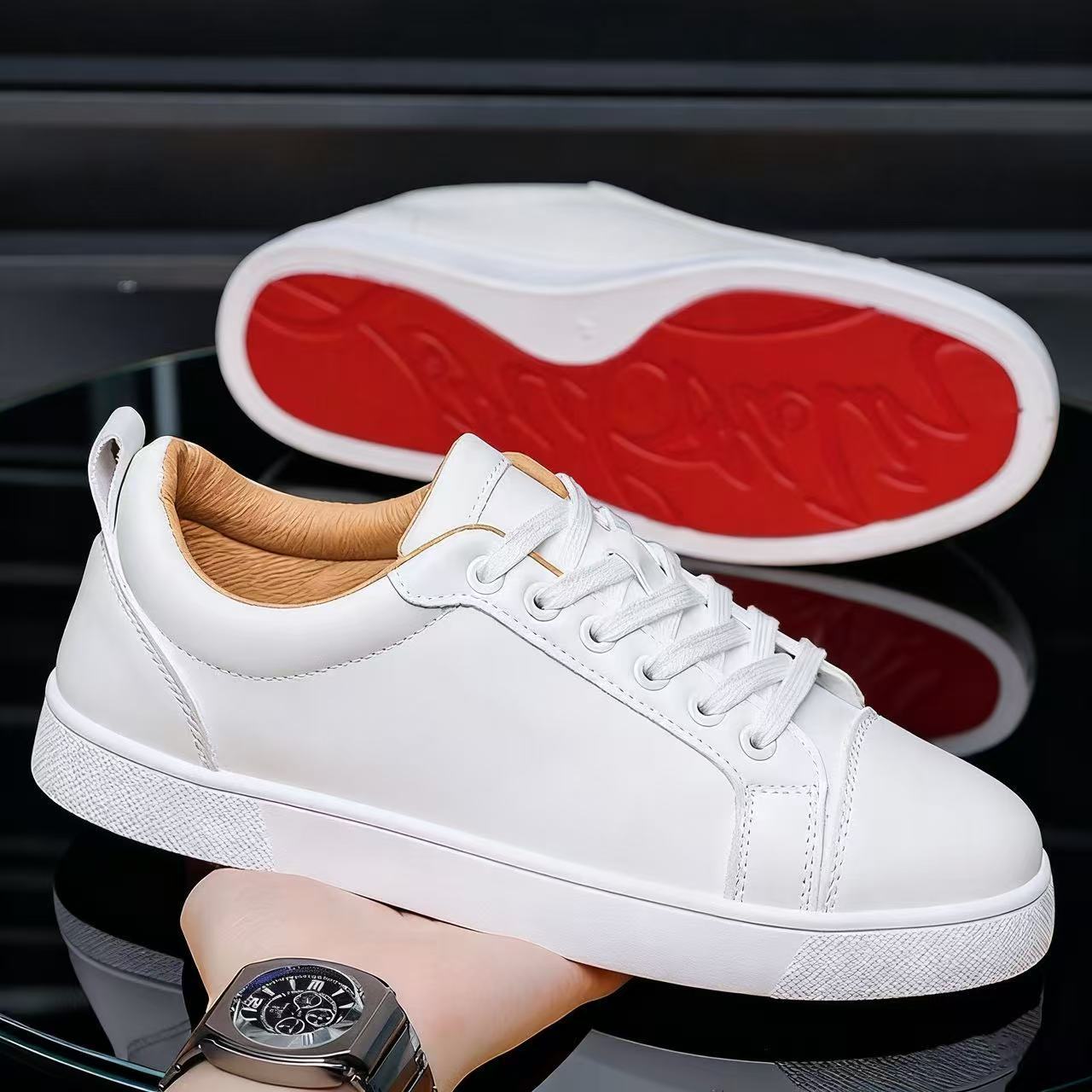 Europa CL rojo simple zapatos de hombre zapatos de skate de moda zapatos de cuero de viaje de negocios zapatos casuales