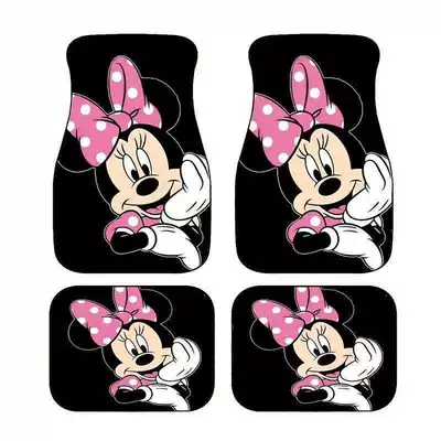 Cute Mickey Mouse Car Floor Mats, Four-Piece Set, Easy to Maintain, Universal for All Seasons, Cartoon Hello Kitty Floor Mats, Cross-Border (Avtomobil döşəmə paspasları) - 305de-minnie-1-3344cm-pack-of-two
