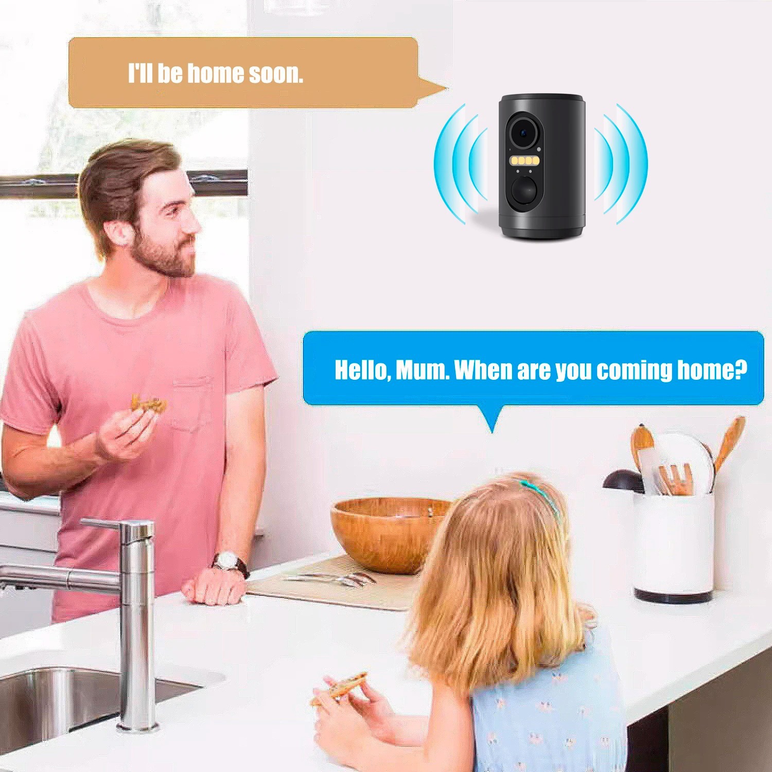 Dahili bataryalı, 2MP geniş açılı lensli, mesaj gönderme özelliğine sahip, akıllı ev, ultra geniş açılı WiFi kablosuz güvenlik kamerası.