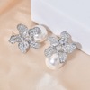 Fashionable cute zirconium from pearl, earrings, European style