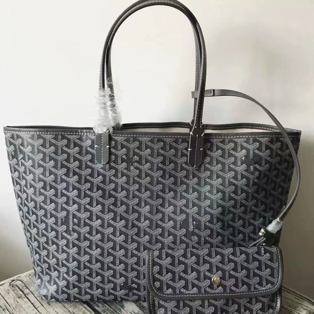 Сумка-шоппер, 30×20×10 см, размеры S–XL, с рисунком на внешней стороне и розовой подкладкой