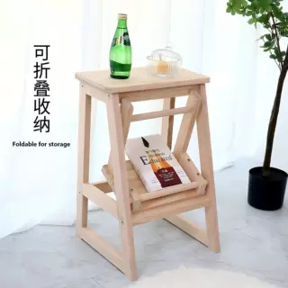 实木多功能收纳折叠椅家用步梯双层小木椅客厅简约阶梯踏脚凳板凳