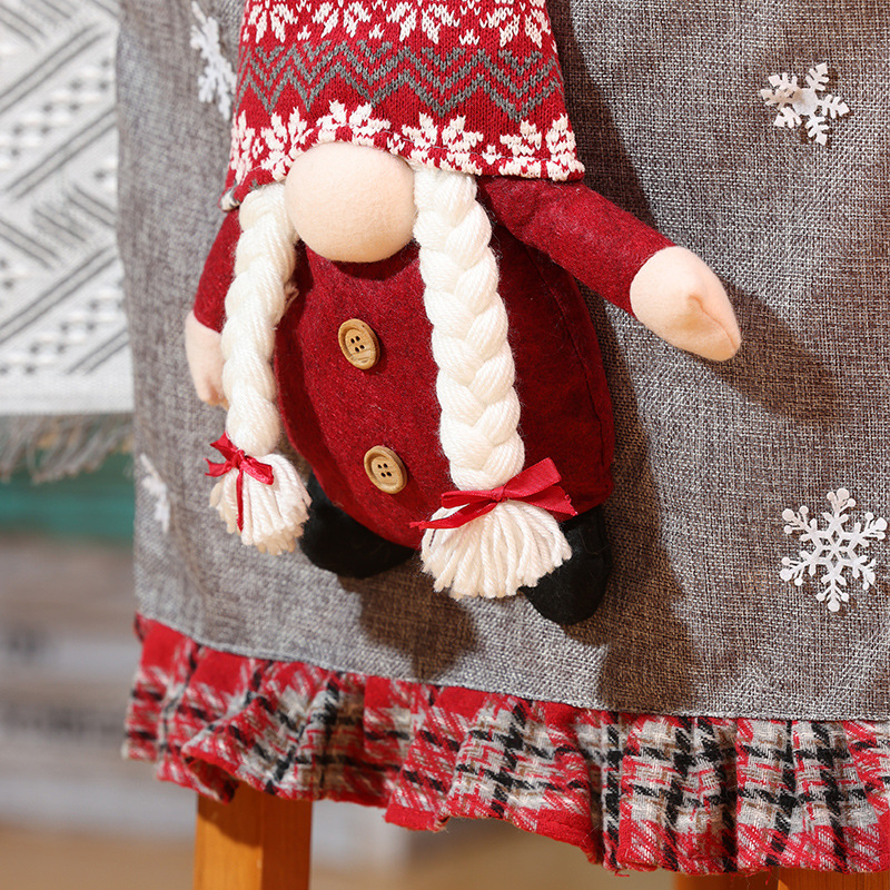 Nouvelles décorations de table et de chaise de Noël Père Noël Bonhomme de neige Poupée stéréo Housse de chaise Robe de maison_voghion.com
