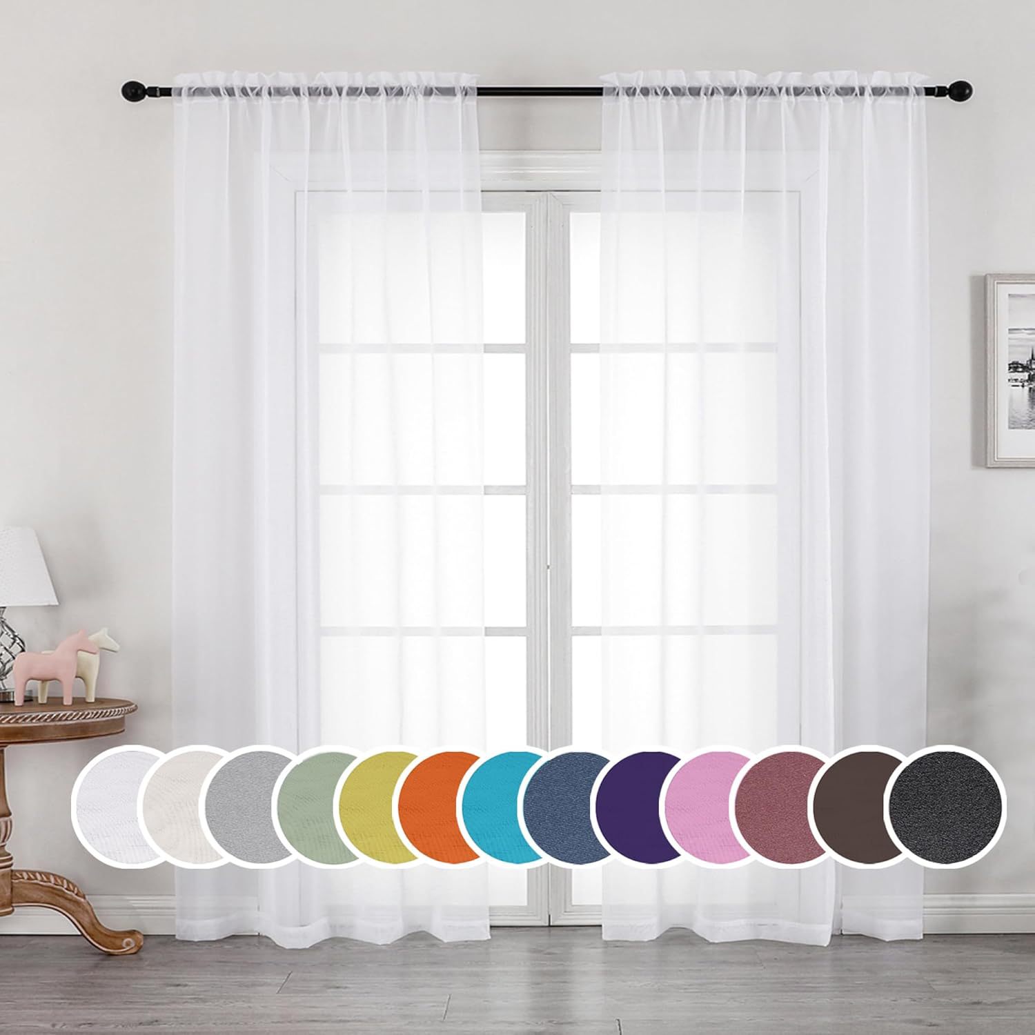 White tulle curtain long home decoration grommet breathable light elegant window care filter bedroom living room curtain