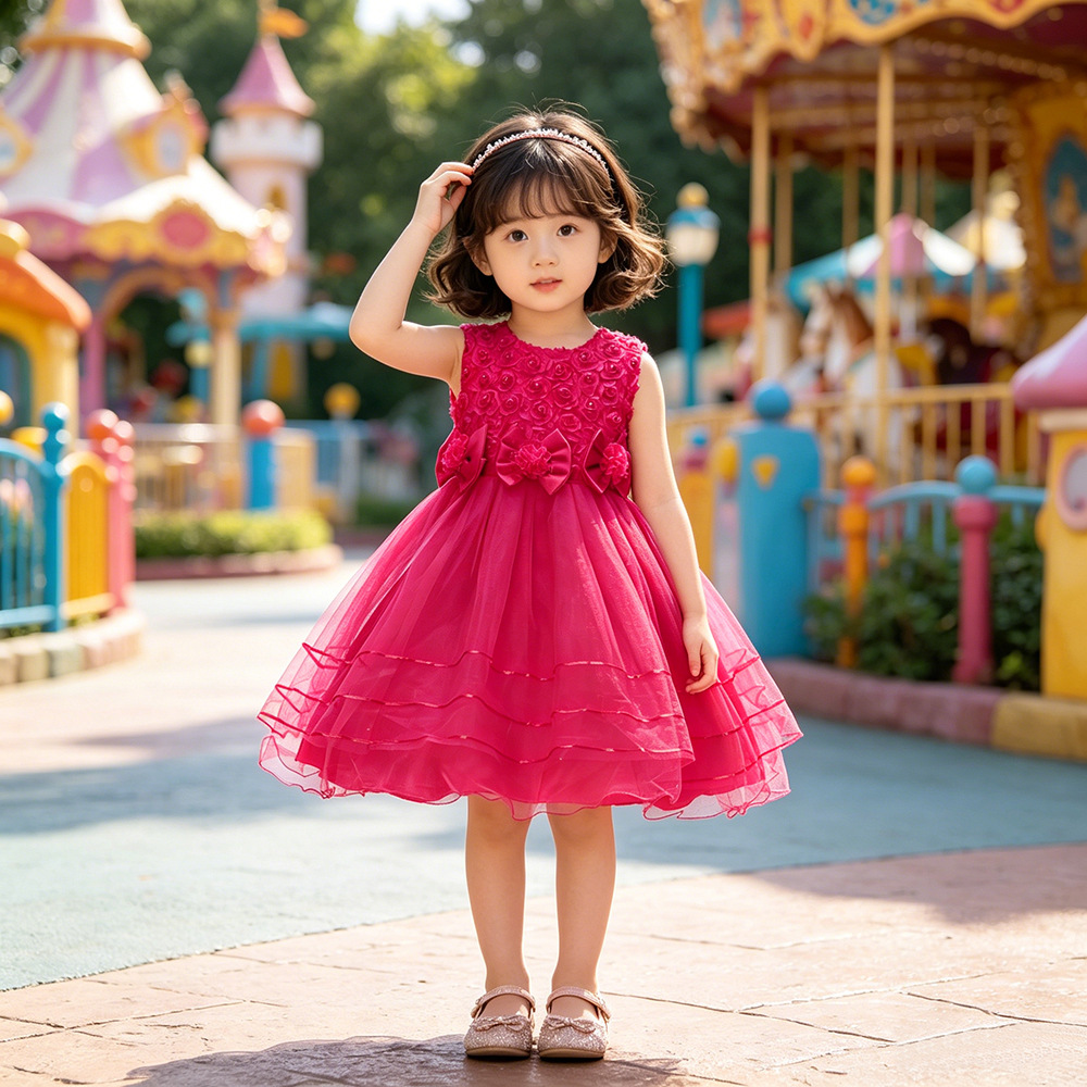 European and American Foreign Trade Children's skirt summer temperament girls wedding flower girl dress Princess dress children's clothing a generation of hair