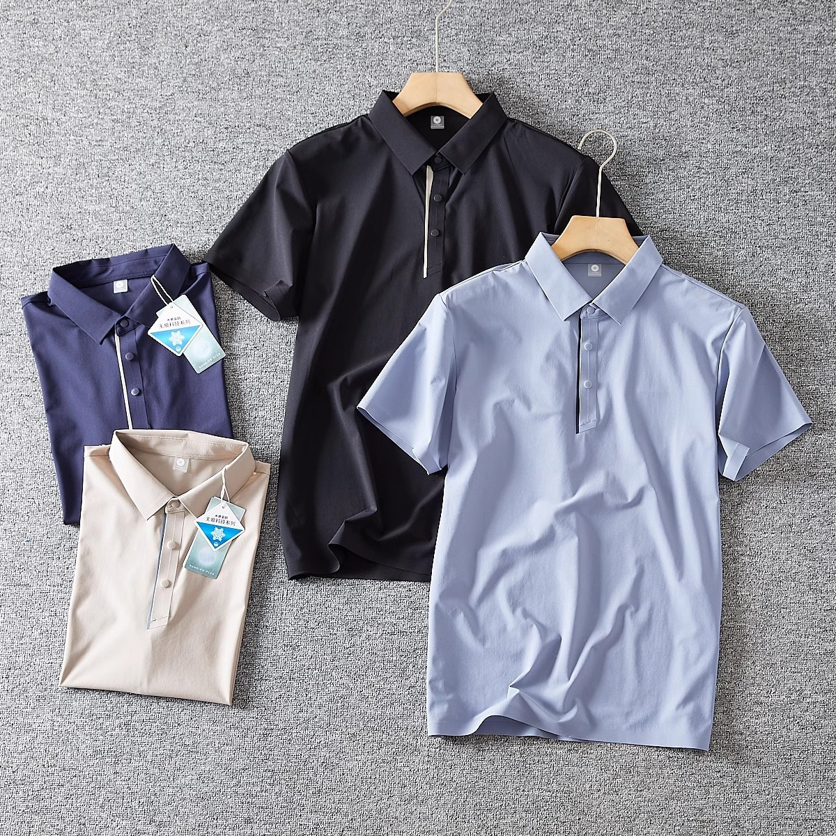 Outdoor Sports Seamless Laminated Men's Summer Polo Shirt Short-Sleeved Quick-Drying Breathable Workwear Lapel T-Shirt Trendy