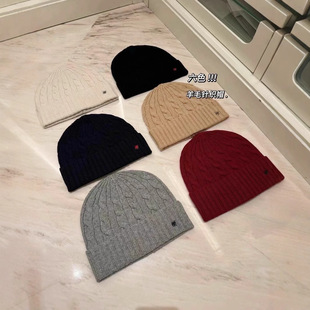 Rl Pony Logo Couple Pullover Cold Hat Cross-Border Embroider Autumn and Winter Polo Knitted Hat Twist Warm and Cold-Proof Versatile