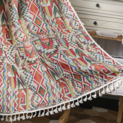 Le Xuanxiu Curtain Finished Product Bedding Polyester American Country Colorful Geometry Fringe Bohemian Bedroom Curtain Casement Window 