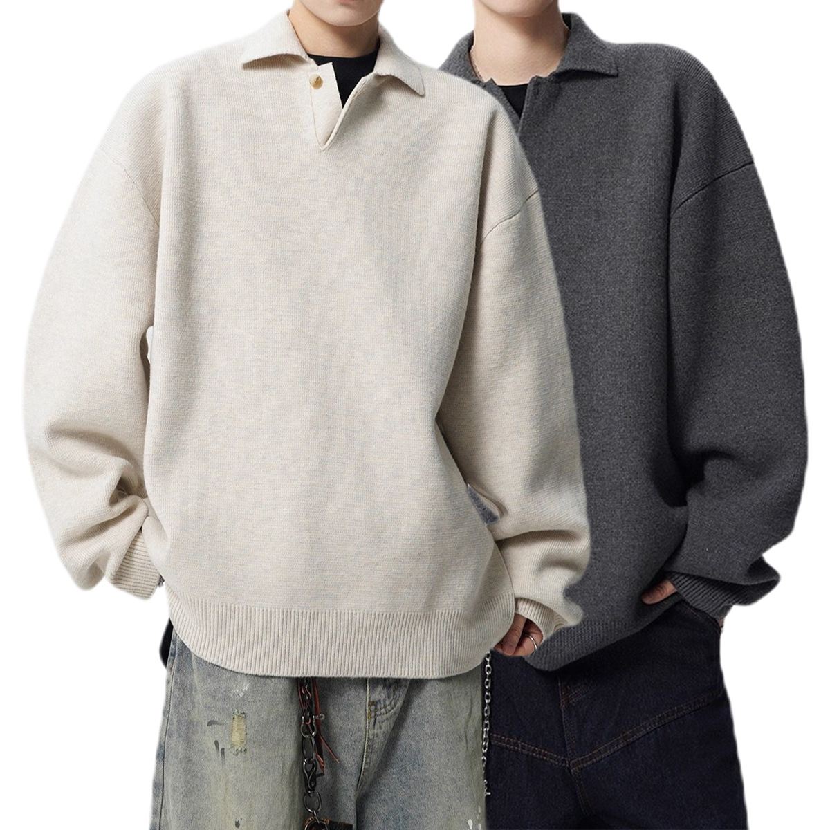 Explosiones transfronterizas de tamaño grande europeo polo camiseta con solapa camiseta de punto suéter hombre viejo estilo de dinero fábrica de negocios británico al por mayor