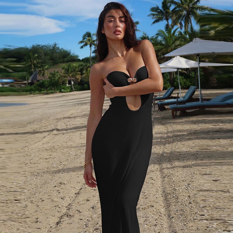 AliExpress Hot New Sexy Stitching Hook Hollow Long Solid Color Royal Sister Style dress Women's Hair AliExpress Hot New Sexy Stitching Hook Hollow Long Solid Color Royal Sister Style dress Women's Hair